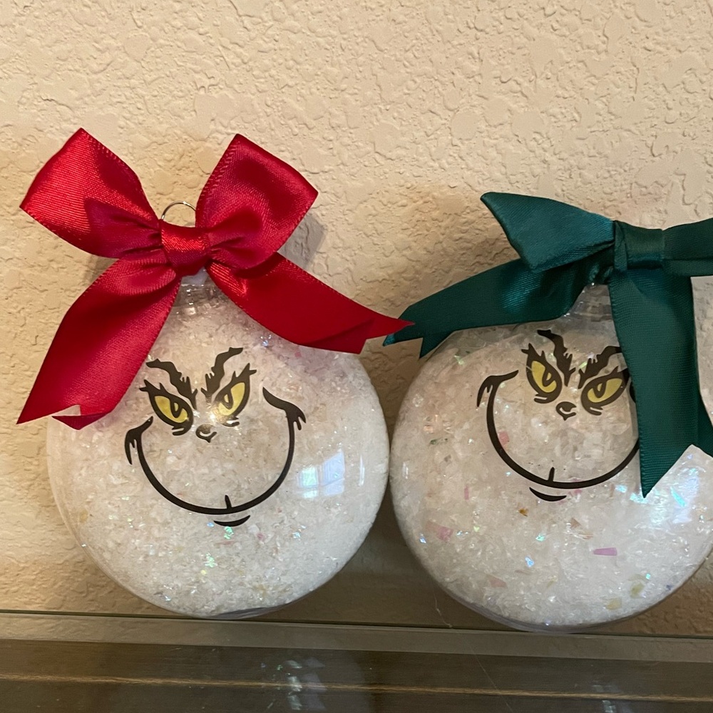 Pair Of Grinch Xmas Ornaments